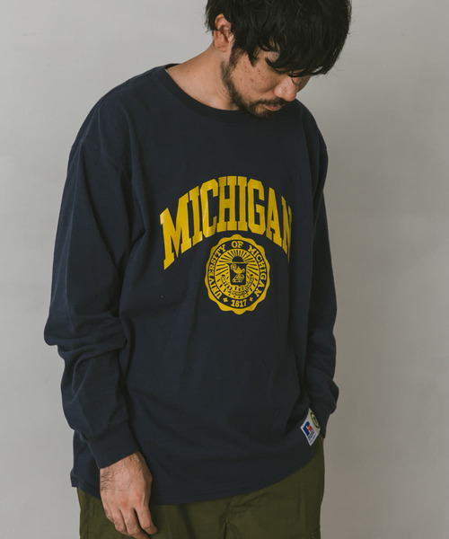 Russell Athletic(ラッセルアスレティック)の「『別注』RUSSELL ATHLETIC×DOORS UNIVERSITY L/S T-SHIRTS(Tシャツ/カットソー・メンズ・ホワイト/ネイビー/グレー・MEDIUM/LARGE)」の4枚目の写真