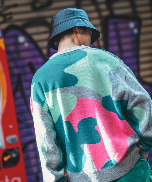 SIDEWAY STANCE（サイドウェイスタンス）の「【SIDEWAY STANCE】モヘアタッチ 総柄 クルーネック ニットセーター（ニット/セーター・メンズ・ブラック/ベージュ/ブルー/グリーン/ブラウン×イエロー/ブラック×グリーン/イエロー×グレー/A/B/C・MEDIUM/LARGE）」の22枚目の写真