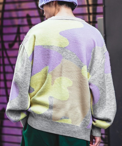 SIDEWAY STANCE（サイドウェイスタンス）の「【SIDEWAY STANCE】モヘアタッチ 総柄 クルーネック ニットセーター（ニット/セーター・メンズ・ブラック/ベージュ/ブルー/グリーン/ブラウン×イエロー/ブラック×グリーン/イエロー×グレー/A/B/C・MEDIUM/LARGE）」の19枚目の写真