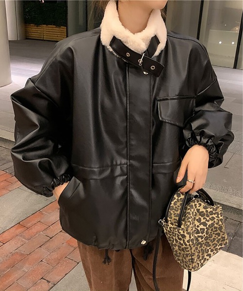 LOPASS（ロパス）の「ボアランチPUコート（その他アウター・レディース・ブラック・L/M/XL/S）」の4枚目の写真