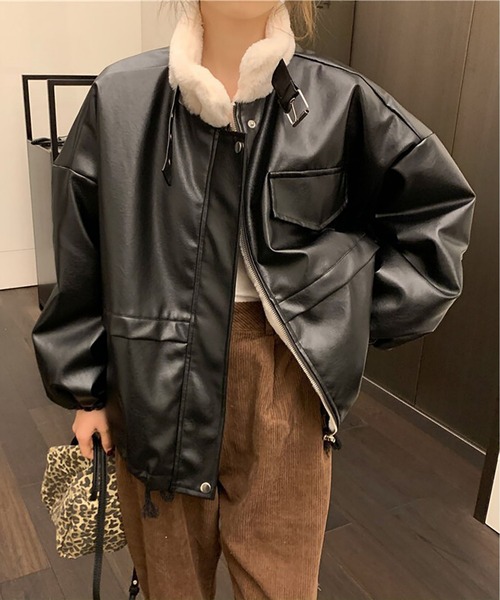 LOPASS（ロパス）の「ボアランチPUコート（その他アウター・レディース・ブラック・L/M/XL/S）」の3枚目の写真