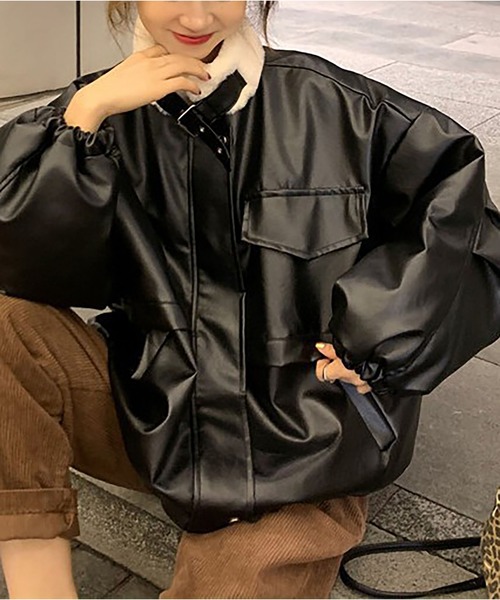 LOPASS（ロパス）の「ボアランチPUコート（その他アウター・レディース・ブラック・L/M/XL/S）」の5枚目の写真