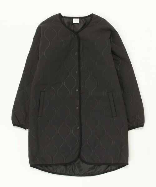 IGNIO（イグニオ）の「イグニオ  キルテイングコート（ノーカラーコート・レディース・ブラック/オフホワイト・S/M/L/XL）」の2枚目の写真