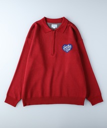 ハーフジップニットポロ