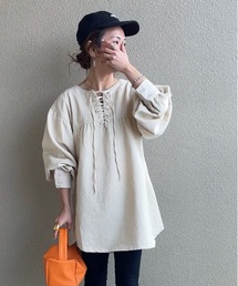 feepur by saya | 【sayaコラボ】レースアップデニムチュニック(シャツ/ブラウス)