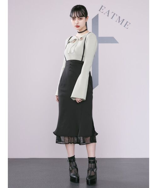 EATME（イートミー）の「リボンデコルテニットTOP（ニット/セーター・レディース・グリーン/ブラック/ベージュ・FREE）」の6枚目の写真