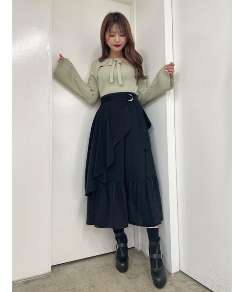 EATME（イートミー）の「リボンデコルテニットTOP（ニット/セーター・レディース・グリーン/ブラック/ベージュ・FREE）」の15枚目の写真