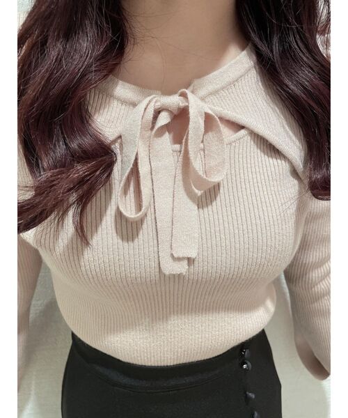 EATME（イートミー）の「リボンデコルテニットTOP（ニット/セーター・レディース・グリーン/ブラック/ベージュ・FREE）」の19枚目の写真