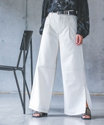 ステッチワークワイドスラックス