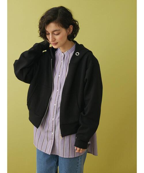 CRAFT STANDARD BOUTIQUE（クラフトスタンダードブティック）の「ダンボールZIPパーカー（パーカー・レディース・アイボリー/ブラック/グレイッシュベージュ・M/L）」の4枚目の写真