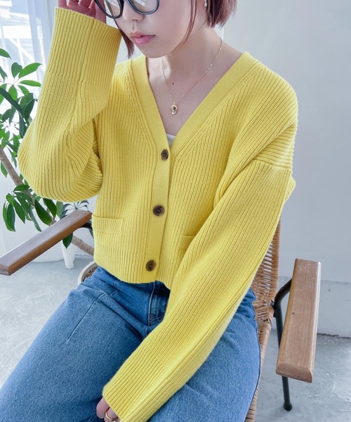 【未使用】【公式売り切れ】ボアニットカーディガン　イエロー チェリーモヘアニットカーディガン【ライトイエロー】