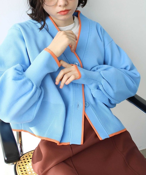 GeeRA(ジーラ)の「さらっと素材配色デザインカーディガン(カーディガン/ボレロ・レディース・ブラック/ブルー/ピンク・MEDIUM/LARGE)」の12枚目の写真