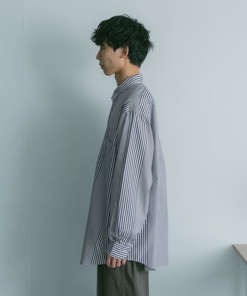 FORK&SPOON（フォークアンドスプーン）の「FORK&SPOON　ストライプRCシャツ（シャツ/ブラウス・メンズ・ブルー系その他/ホワイト系その他・4/5）」の8枚目の写真