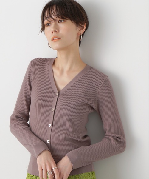 N.（N. Natural Beauty Basic）（エヌエヌナチュラルビューティーベーシック）の「◆レーヨンコットン混Ｖネックリブカーディガン（カーディガン/ボレロ・レディース・クリーム/ライラック/ベージュ/イエロー・MEDIUM）」の22枚目の写真