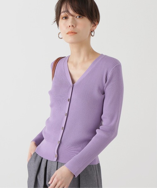 N.（N. Natural Beauty Basic）（エヌエヌナチュラルビューティーベーシック）の「◆レーヨンコットン混Ｖネックリブカーディガン（カーディガン/ボレロ・レディース・クリーム/ライラック/ベージュ/イエロー・MEDIUM）」の11枚目の写真