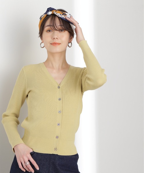 N.（N. Natural Beauty Basic）（エヌエヌナチュラルビューティーベーシック）の「◆レーヨンコットン混Ｖネックリブカーディガン（カーディガン/ボレロ・レディース・クリーム/ライラック/ベージュ/イエロー・MEDIUM）」の18枚目の写真