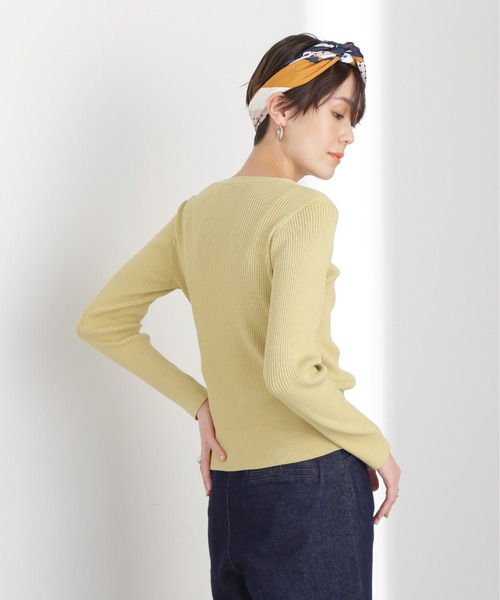 N.（N. Natural Beauty Basic）（エヌエヌナチュラルビューティーベーシック）の「◆レーヨンコットン混Ｖネックリブカーディガン（カーディガン/ボレロ・レディース・クリーム/ライラック/ベージュ/イエロー・MEDIUM）」の20枚目の写真