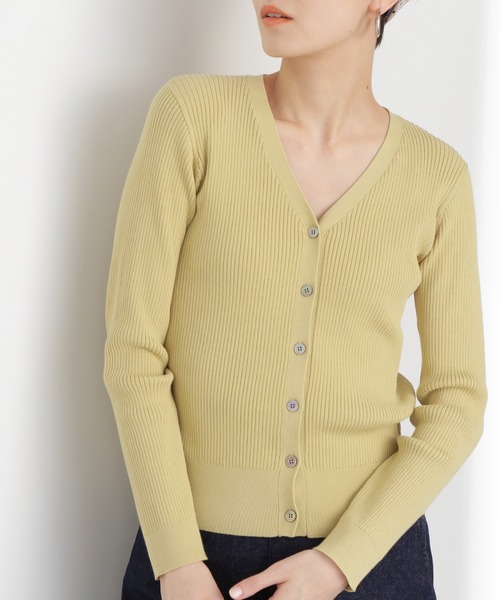 N.（N. Natural Beauty Basic）（エヌエヌナチュラルビューティーベーシック）の「◆レーヨンコットン混Ｖネックリブカーディガン（カーディガン/ボレロ・レディース・クリーム/ライラック/ベージュ/イエロー・MEDIUM）」の21枚目の写真