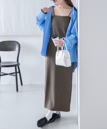 カップ付き ダブルストラップ キャミワンピース