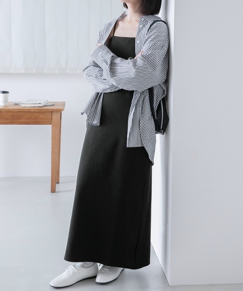 BONLECILL（ボンルシール）の「カップ付き ダブルストラップ キャミワンピース（ワンピース・レディース・ブラック/ブルー/ライトグレー/ブラウン/グリーン/オレンジ/ブルーグレー/チャコールグレー/オートミール・FREE）」の11枚目の写真