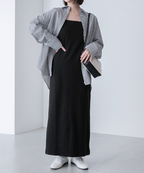 BONLECILL（ボンルシール）の「カップ付き ダブルストラップ キャミワンピース（ワンピース・レディース・ブラック/ブルー/ライトグレー/ブラウン/グリーン/オレンジ/ブルーグレー/チャコールグレー/オートミール・FREE）」の16枚目の写真