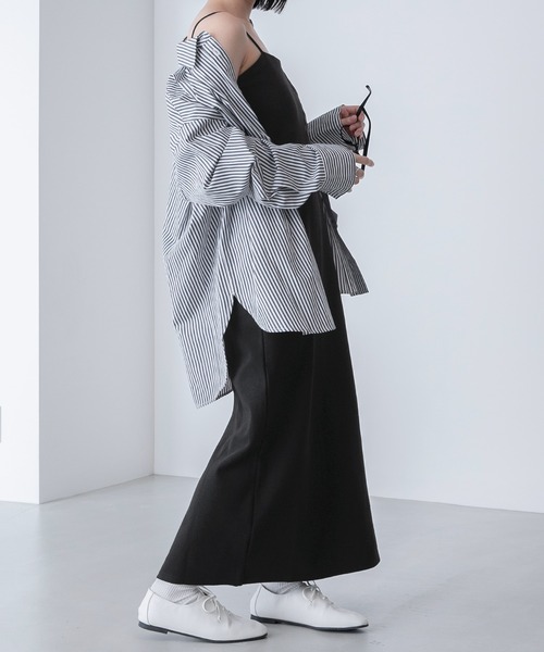 BONLECILL（ボンルシール）の「カップ付き ダブルストラップ キャミワンピース（ワンピース・レディース・ブラック/ブルー/ライトグレー/ブラウン/グリーン/オレンジ/ブルーグレー/チャコールグレー/オートミール・FREE）」の17枚目の写真