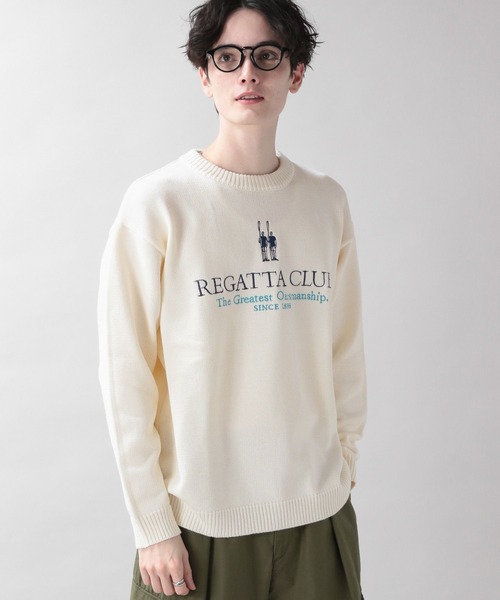 RAGEBLUE(レイジブルー)の「【REGATTA CLUB/レガッタクラブ】ブランドロゴ刺繍ニットクルー(ニット/セーター・メンズ・ホワイト/レッド・MEDIUM/LARGE)」の14枚目の写真