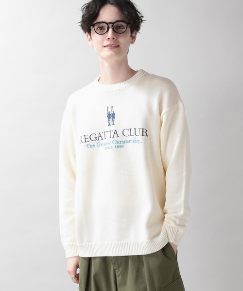 RAGEBLUE(レイジブルー)の「【REGATTA CLUB/レガッタクラブ】ブランドロゴ刺繍ニットクルー(ニット/セーター・メンズ・ホワイト/レッド・MEDIUM/LARGE)」の16枚目の写真