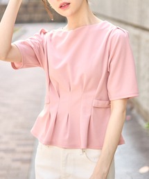 tocco closet | サイドベルト風モチーフ付きウエストタックカットジョーゼットプルオーバー(Tシャツ/カットソー)