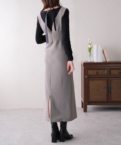 IAMUSE（アイアミューズ）の「【UとVネックの2WAYが可能】前後2wayバックリボンリブニット S0264【IAMUSE】（ニット/セーター・レディース・アイボリー/ベージュ/ブラック・FREE）」の17枚目の写真