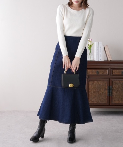 IAMUSE（アイアミューズ）の「【UとVネックの2WAYが可能】前後2wayバックリボンリブニット S0264【IAMUSE】（ニット/セーター・レディース・アイボリー/ベージュ/ブラック・FREE）」の13枚目の写真