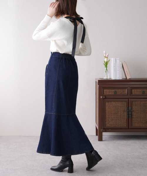 IAMUSE（アイアミューズ）の「【UとVネックの2WAYが可能】前後2wayバックリボンリブニット S0264【IAMUSE】（ニット/セーター・レディース・アイボリー/ベージュ/ブラック・FREE）」の14枚目の写真