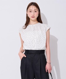 UR'S（ユアーズ）の「フレンチスリーブバンドカラーブラウス（シャツ/ブラウス）」