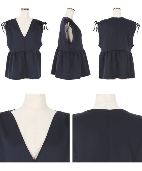 KOBE LETTUCE(コウベレタス)の「ショルダーリボンペプラムポンチベスト(ベスト・レディース・オフホワイト/ネイビー/ブラック・FREE)」の10枚目の写真