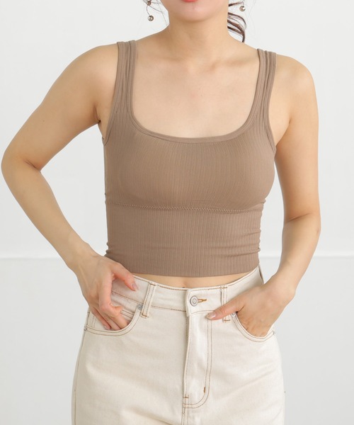 ALTROSE（アルトローズ）の「カップ付き ブラトップ [リブタンク]（タンクトップ・レディース・グレー/ブラック/ベージュ/ホワイト・FREE）」の22枚目の写真