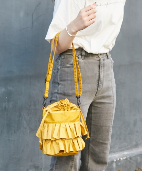 NYLON FRILL SHOULDER Sサイズ ナイロン フリルショルダー