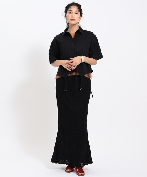 Ray BEAMS（レイビームス）の「Ray BEAMS / ガーター ベルト シャツ（シャツ/ブラウス・レディース・ブラック/ホワイト・ONE SIZE）」の13枚目の写真