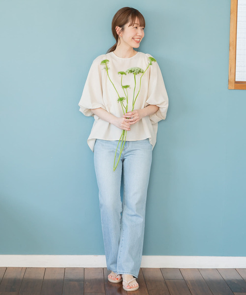 URBAN RESEARCH Sonny Label(アーバンリサーチサニーレーベル)の「『UR TECH Smart Linen Touch』ボリュームスリーブブラウス(シャツ/ブラウス・レディース・ピンク系その他/ライトカーキ/チャコールグレー/ナチュラル・FREE)」の9枚目の写真