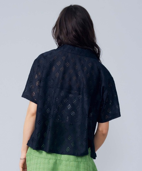 MILKFED.（ミルクフェド）の「LACE OPEN COLLAR SHIRT（シャツ/ブラウス・レディース・オフホワイト/ブラック・ONE SIZE）」の3枚目の写真