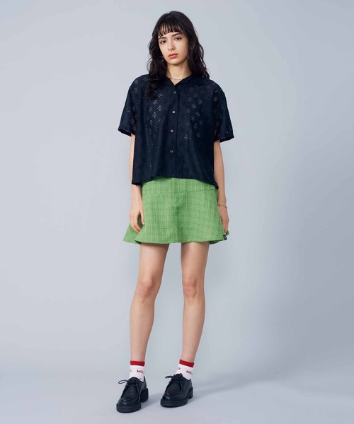 MILKFED.（ミルクフェド）の「LACE OPEN COLLAR SHIRT（シャツ/ブラウス・レディース・オフホワイト/ブラック・ONE SIZE）」の5枚目の写真