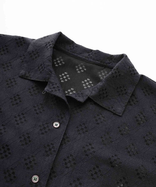 MILKFED.（ミルクフェド）の「LACE OPEN COLLAR SHIRT（シャツ/ブラウス・レディース・オフホワイト/ブラック・ONE SIZE）」の8枚目の写真