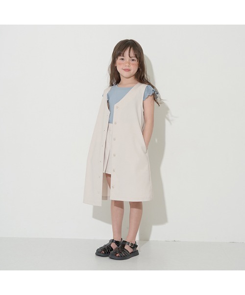 Lycee mine（リセマイン）の「3wayジレワンピース（ジャンパースカート・キッズ・ピンク/アイボリー・M(110-120)/L(130-140)）」の4枚目の写真