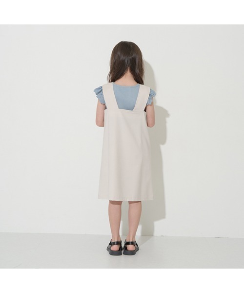Lycee mine（リセマイン）の「3wayジレワンピース（ジャンパースカート・キッズ・ピンク/アイボリー・M(110-120)/L(130-140)）」の6枚目の写真