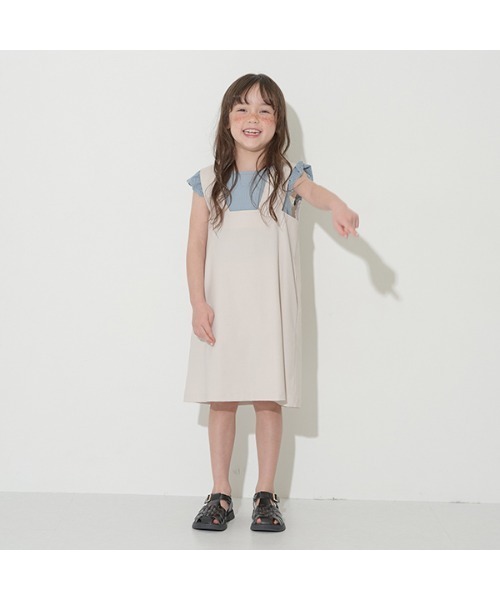Lycee mine（リセマイン）の「3wayジレワンピース（ジャンパースカート・キッズ・ピンク/アイボリー・M(110-120)/L(130-140)）」の7枚目の写真
