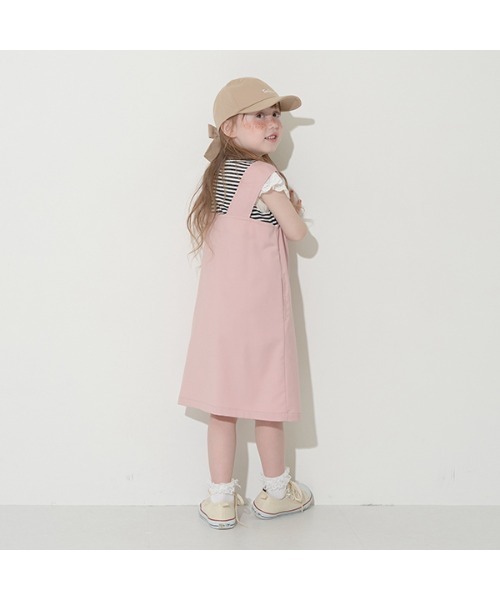 Lycee mine（リセマイン）の「3wayジレワンピース（ジャンパースカート・キッズ・ピンク/アイボリー・M(110-120)/L(130-140)）」の9枚目の写真