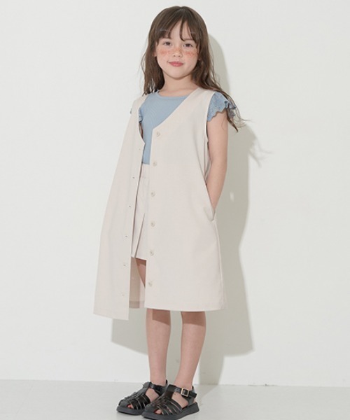 Lycee mine（リセマイン）の「3wayジレワンピース（ジャンパースカート・キッズ・ピンク/アイボリー・M(110-120)/L(130-140)）」の14枚目の写真