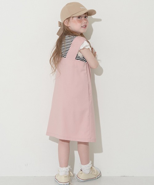 Lycee mine（リセマイン）の「3wayジレワンピース（ジャンパースカート・キッズ・ピンク/アイボリー・M(110-120)/L(130-140)）」の15枚目の写真