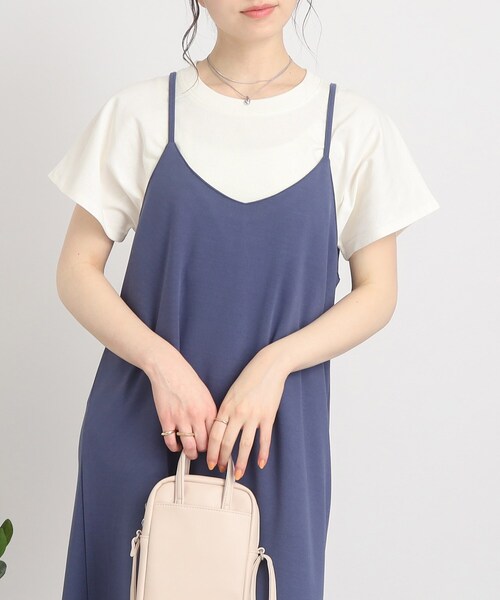 SHOO・LA・RUE（シューラルー）の「◆大人カジュアルの抜け感コーデに【USAコットン】フレンチスリーブTシャツ（Tシャツ/カットソー・レディース・ブルー/ブラック/ピンク系その他/ホワイト/ブラック系2・00）」の2枚目の写真