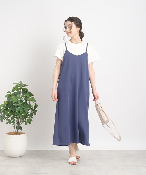 SHOO・LA・RUE（シューラルー）の「◆大人カジュアルの抜け感コーデに【USAコットン】フレンチスリーブTシャツ（Tシャツ/カットソー・レディース・ブルー/ブラック/ピンク系その他/ホワイト/ブラック系2・00）」の6枚目の写真