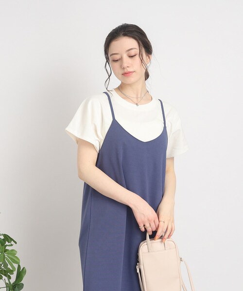 SHOO・LA・RUE（シューラルー）の「◆大人カジュアルの抜け感コーデに【USAコットン】フレンチスリーブTシャツ（Tシャツ/カットソー・レディース・ブルー/ブラック/ピンク系その他/ホワイト/ブラック系2・00）」の9枚目の写真